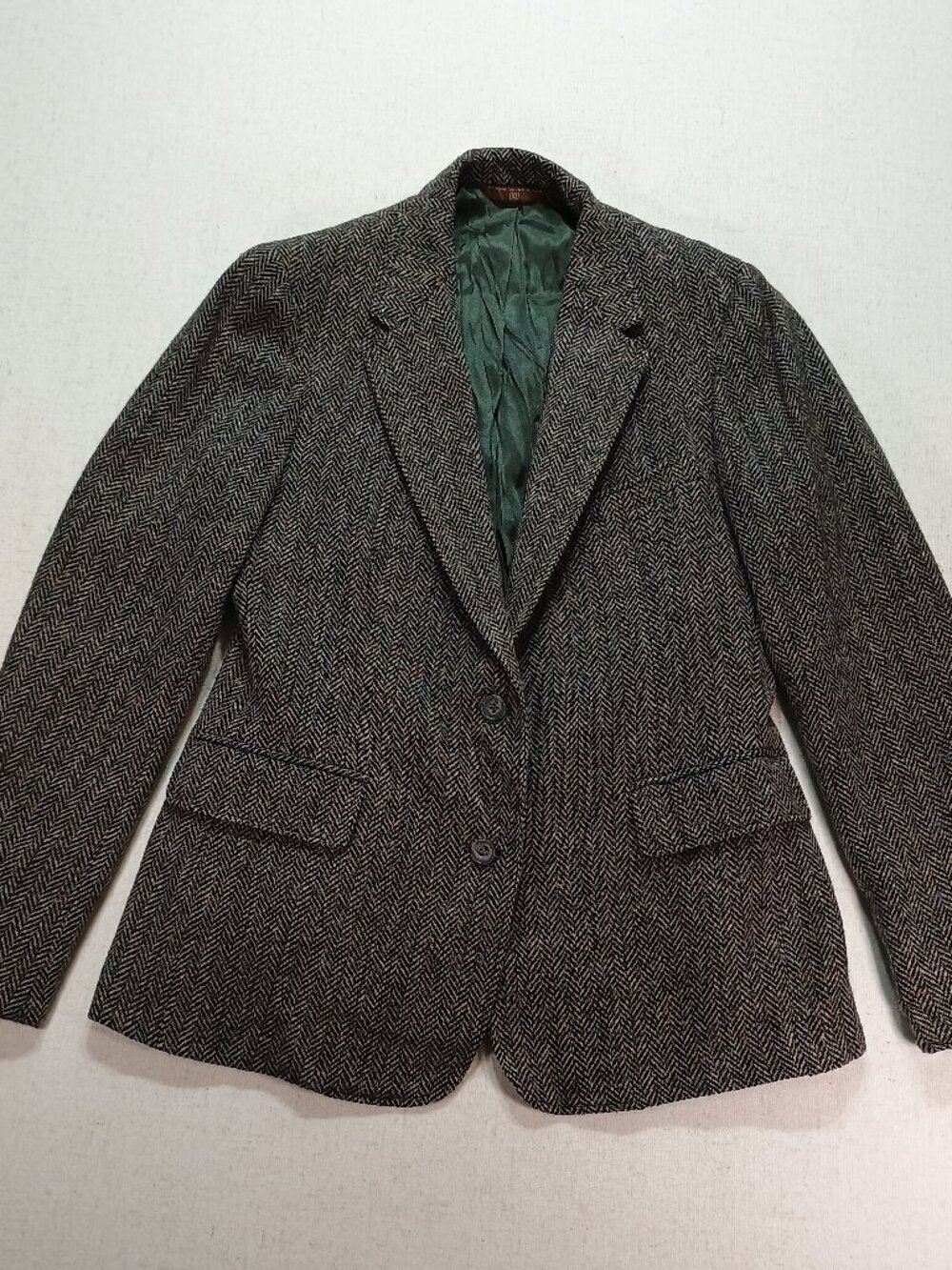 Redwood & Ross Vintage Gray Herringbone Wool Tweed Blazer, Size 10, Old Money
